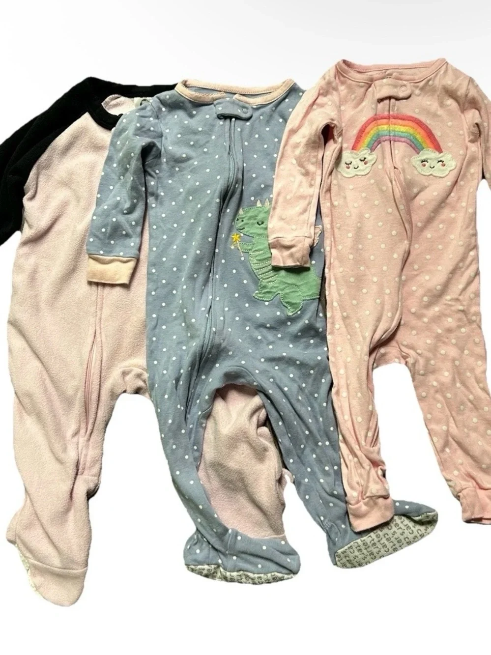Baby Girl Footie Pajamas Fleece Cotton Pink Blue Size 12 Months